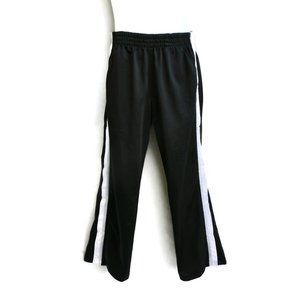 Vintage 90s Nike Black Snap Tear Away Track Pants Stripe White Grey XL 16